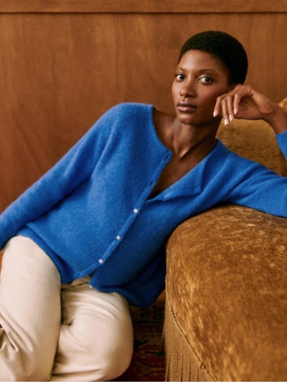 Sezane Gaspard Cardigan in Azure Blue Size XS Mohair Alpaca
